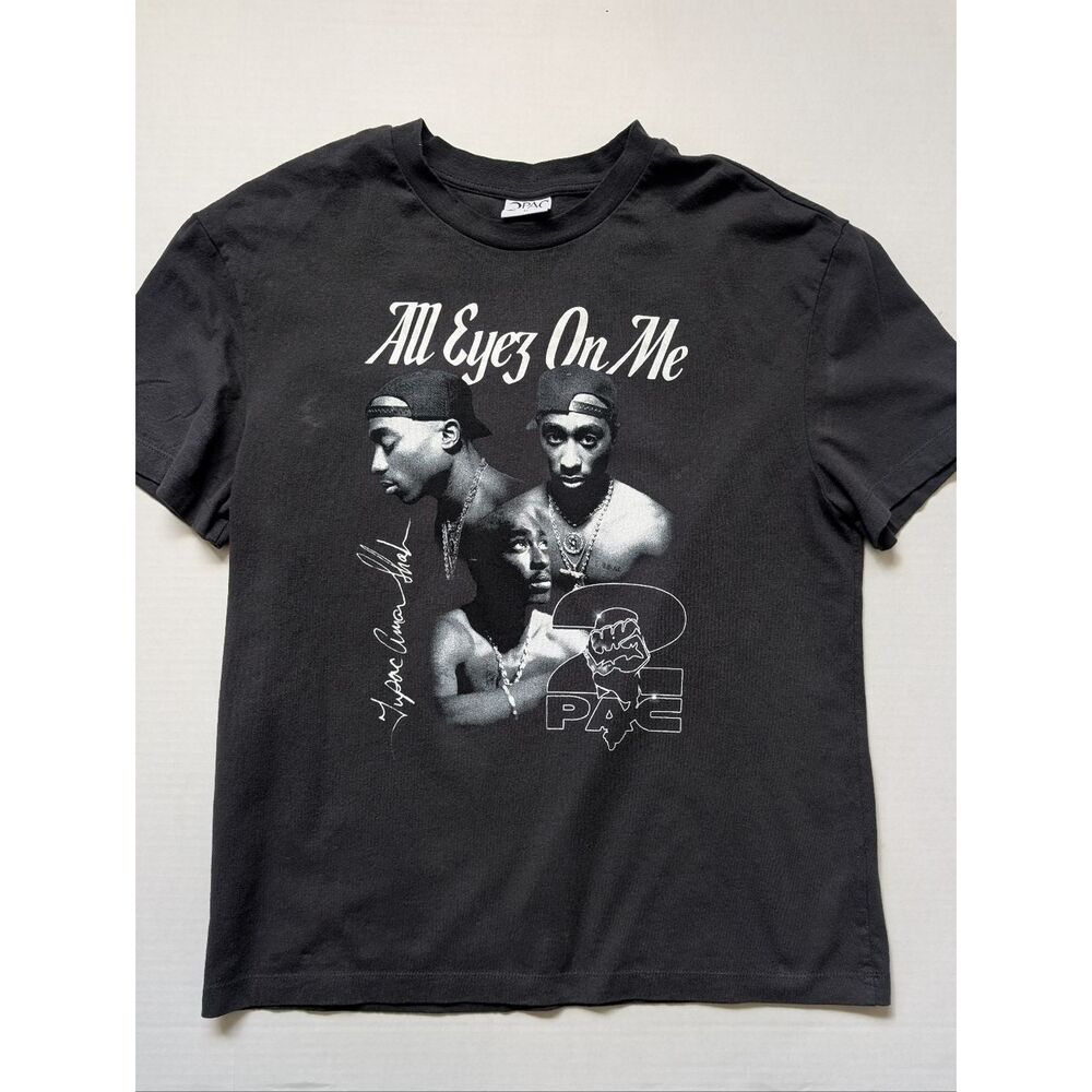 Tupac All Eyes On Me T-Shirt Black 2Pac Rap Tee Hip Hop Crewneck M